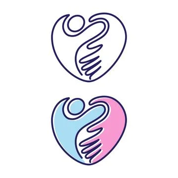 Vector helping hand shaped love icon symbol in flat style Stock Illustration