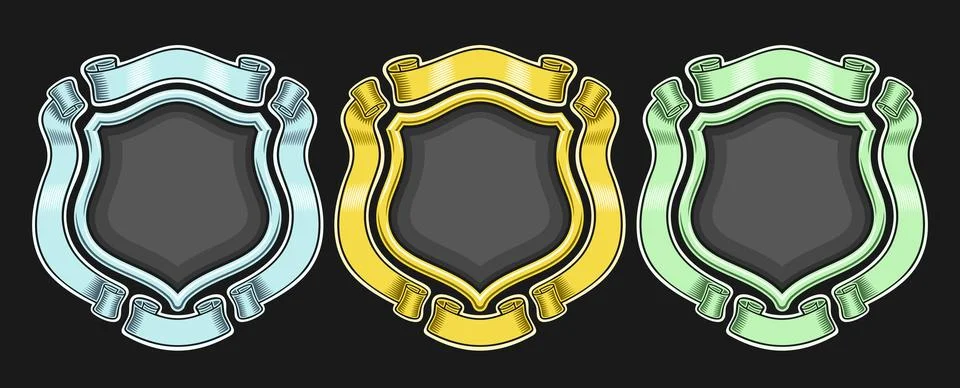 Vector Heraldic Emblems Set 스톡 일러스트