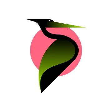 Vector heron in gradient style. Digital art Stock Illustration