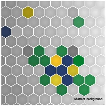 Vector hexagon background in brazil flag concept. Stock Illustration