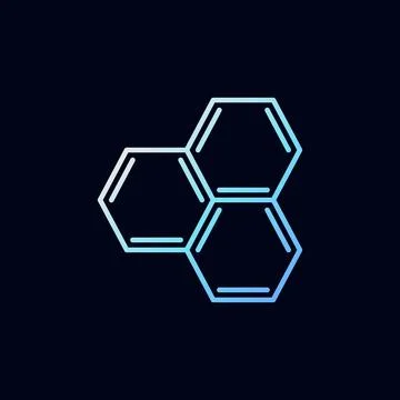 Vector Hexagon Chemical Formula Structure concept outline blue icon Stock Illustration