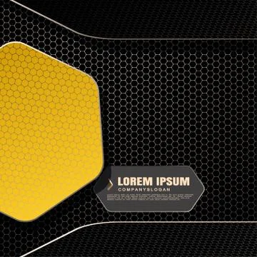 Vector hexagon gradient mesh background with hexagon yellow and dark gray sha Stock Illustration