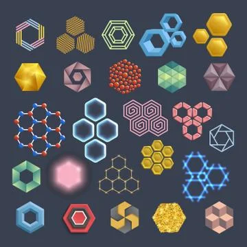 Vector hexagon icons design elements. Different honeycombs abstract icons 스톡 일러스트