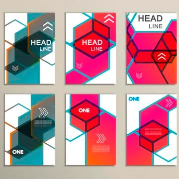 Vector hexagon infographics set. 6 template for diagram and presentation Stock Illustration