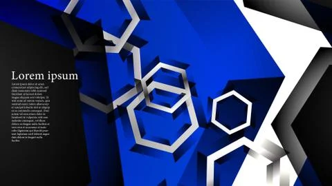 Vector hexagon overlaps and blue color for background, space for text Stock Illustration