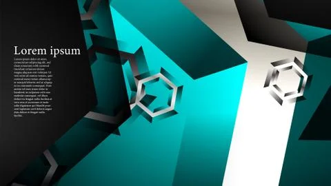 Vector hexagon overlaps and light blue color for background, space for text Stock Illustration