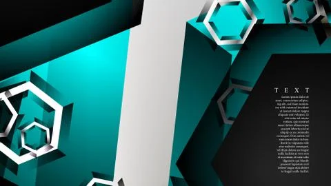 Vector hexagon overlaps and light blue color for background, space for text Stock Illustration