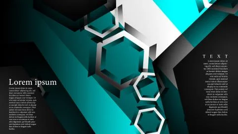 Vector hexagon overlaps and light blue color for background, space for text Stock Illustration