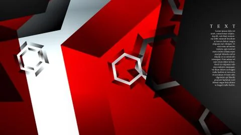Vector hexagon overlaps and red color for background, space for text Stock Illustration