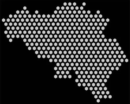Vector hexagon pixel map of Belgium 스톡 일러스트