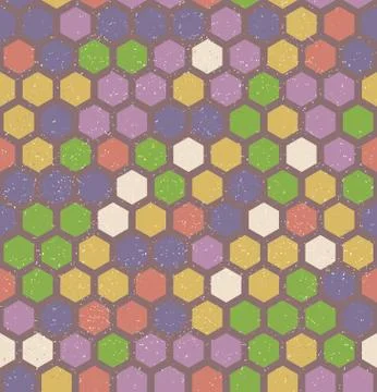 Vector hexagon retro seamless pattern Stock Illustration