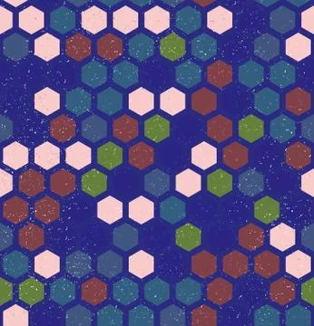 Vector hexagon retro seamless pattern Stock Illustration