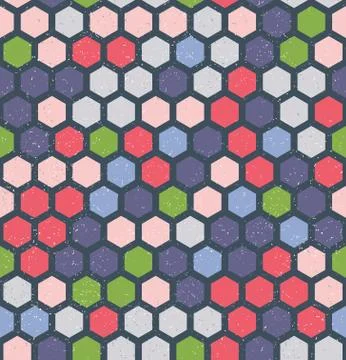 Vector hexagon retro seamless pattern Illustrazione stock