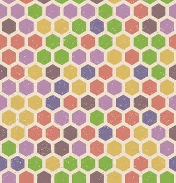 Vector hexagon retro seamless pattern Stock Illustration