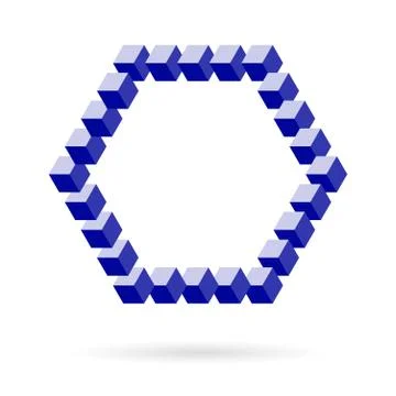 Vector Hexagonal Frame Of Isometric Cubes Over White Stock Illustration