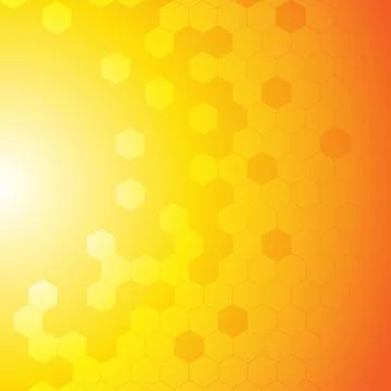 Vector : Hexagons on yellow and orange background Stock Illustration