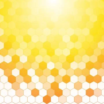 Vector : Hexagons on yellow and orange background Stock Illustration