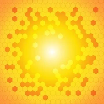 Vector : Hexagons on yellow and orange background Stock Illustration