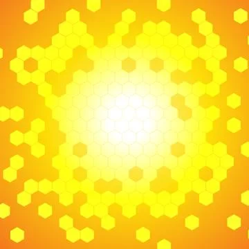 Vector : Hexagons on yellow and orange background Stock Illustration