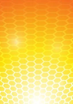 Vector : Hexagons on yellow and orange background Stock Illustration