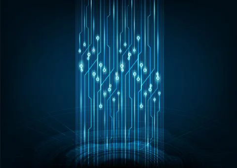 Vector Hi-tech Digital Speed Lines with Circle System on Blue background Stock Illustration