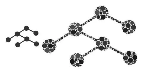 Vector Hierarchy Links Collage of Dots Stock Illustration