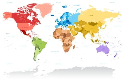Vector High Detail color map of the World Stock Illustration