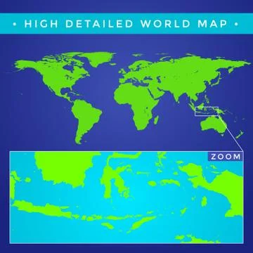 Vector high detailed world map. 스톡 일러스트