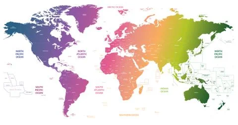 Vector high detailed world map Stock Illustration