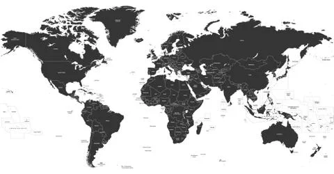 Vector high detailed world map Stock Illustration