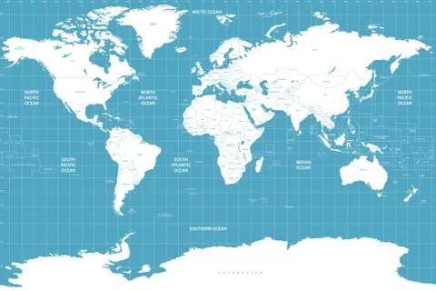 Vector high detailed world map Stock Illustration