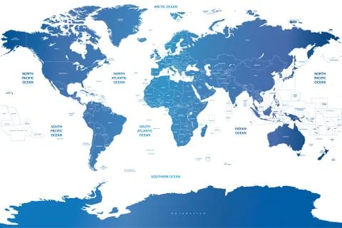 Vector high detailed world map Stock Illustration