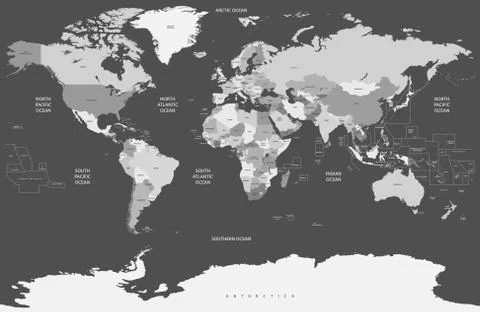 Vector high detailed world map Stock Illustration