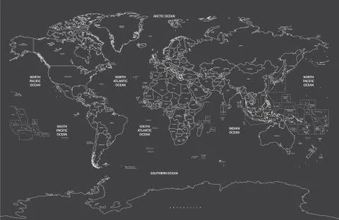 Vector high detailed world map Stock Illustration