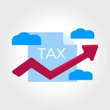 Vector of a high taxes with arrows, Increase Taxes Representing Raise Duty And Stock Illustration