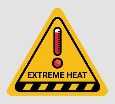 Vector high temperature warning square sign. Extreme heat warning. Stock Illustration