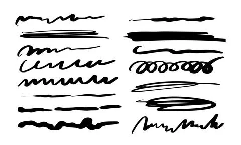 Vector highlighter elements. Black set highlighter elements Stock Illustration