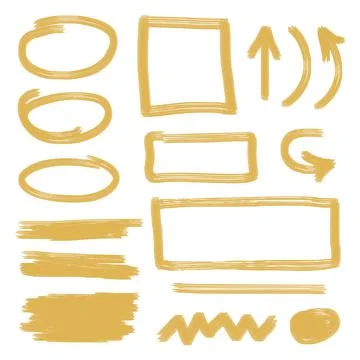 Vector highlighter elements, realistic brush strokes Stock-Illustration