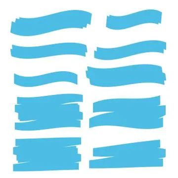 Vector highlighter elements. Yellow marker text selection 스톡 일러스트