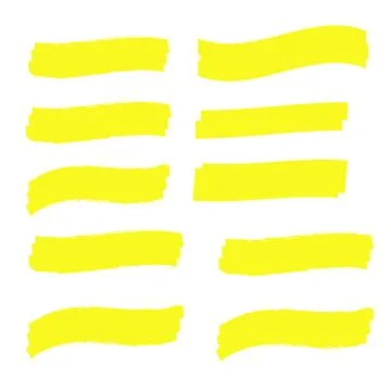 Vector highlighter elements. Yellow marker text selection Stock Illustration