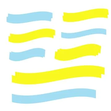 Vector highlighter elements. Yellow marker text selection 스톡 일러스트