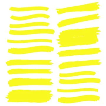Vector highlighter elements. Yellow marker text selection Stock Illustration