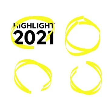 Vector highlighter elements. Yellow marker text selection Stock Illustration