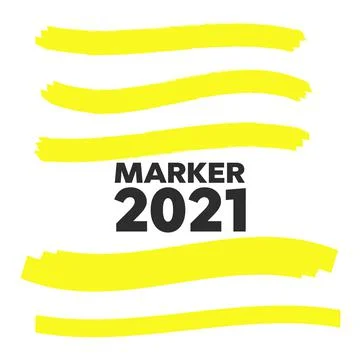 Vector highlighter elements. Yellow marker text selection Illustrazione stock