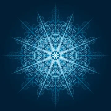 Vector highly detailed blue snowflake Illustrazione stock