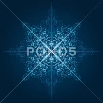 Vector highly detailed blue snowflake Stock Illustration