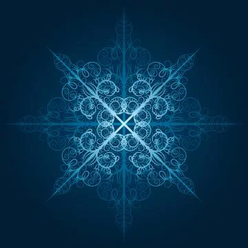 Vector highly detailed blue snowflake Stock Illustration