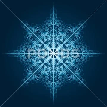Vector highly detailed blue snowflake Stock Illustration