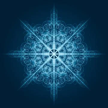 Vector highly detailed blue snowflake Stock Illustration