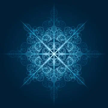 Vector highly detailed blue snowflake Stock Illustration